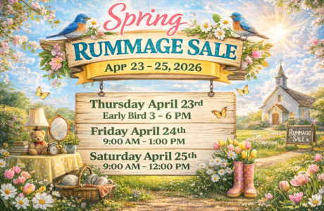 Spring Rummage Sale. Apr 23 - 25, 2026