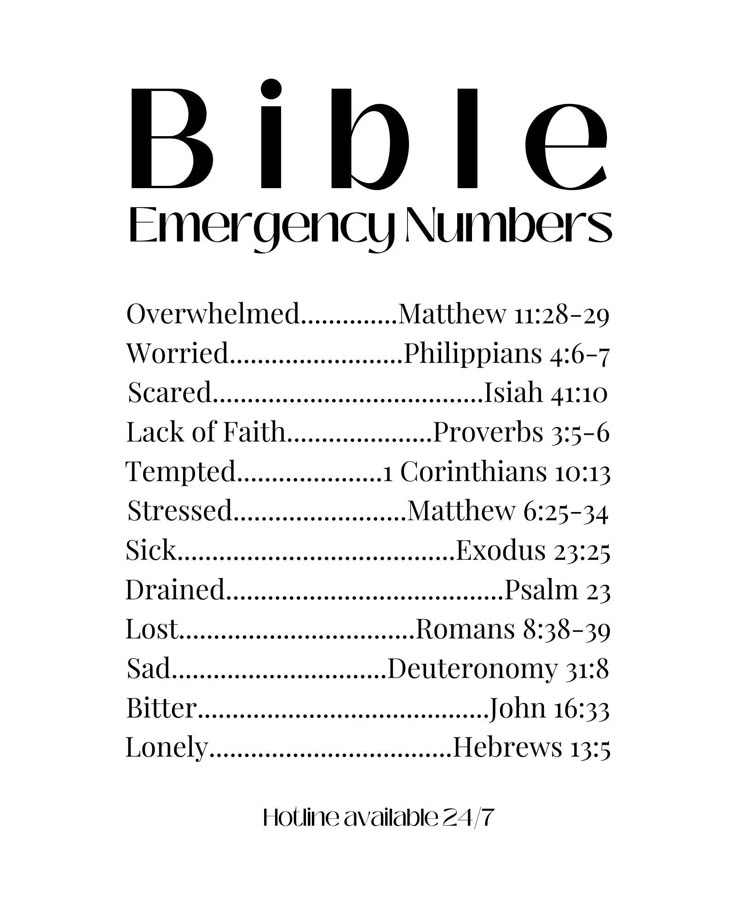 Bible Emergency Numbers